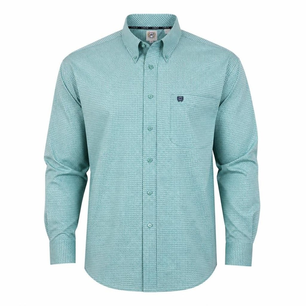 Cinch Western Shirt Mens XXL Green Geometric Cotton Career Office Rodeo Work